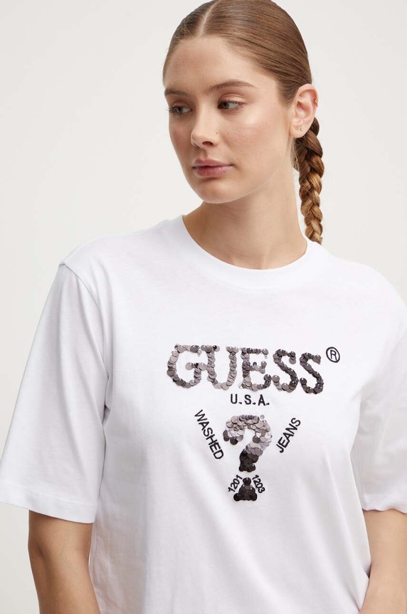Guess pamut póló AURLIE fehér V4YI06.I3Z14