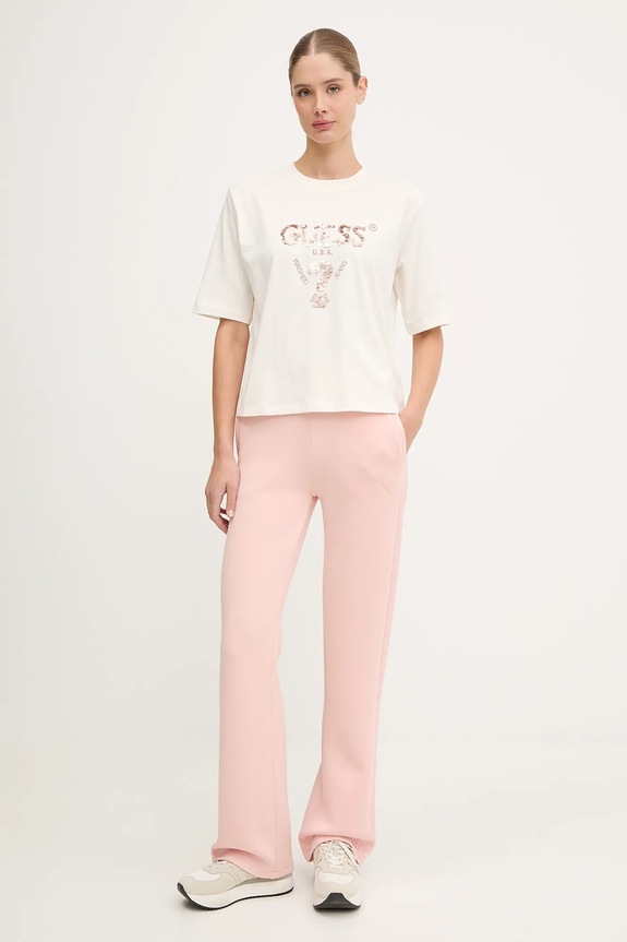 Guess tricou din bumbac AURLIE V4YI06.I3Z14 bej SS26