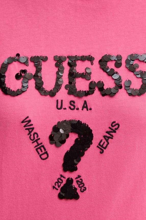 Guess t-shirt bawełniany AURLIE V4YI06.I3Z14 różowy