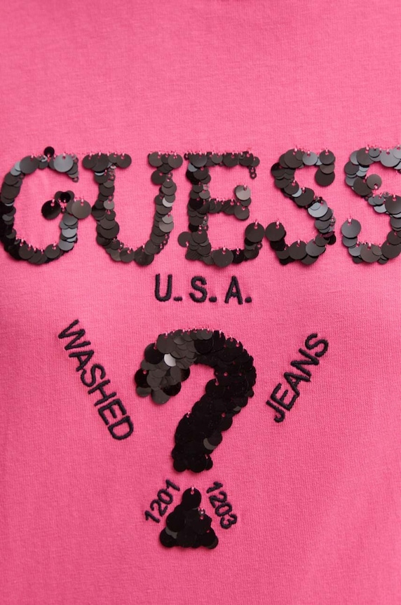 Guess t-shirt bawełniany AURLIE V4YI06.I3Z14 różowy