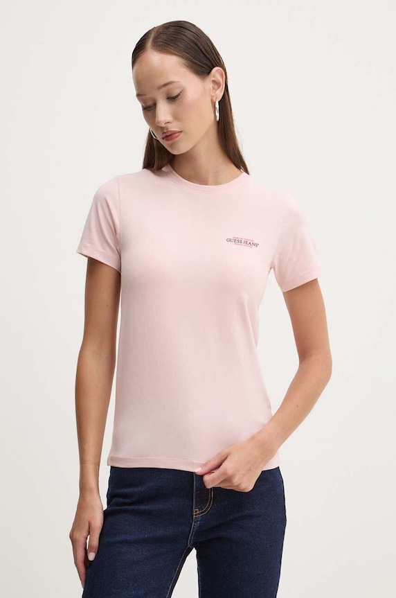 Guess Jeans tricou print roz W4YI02.J1314