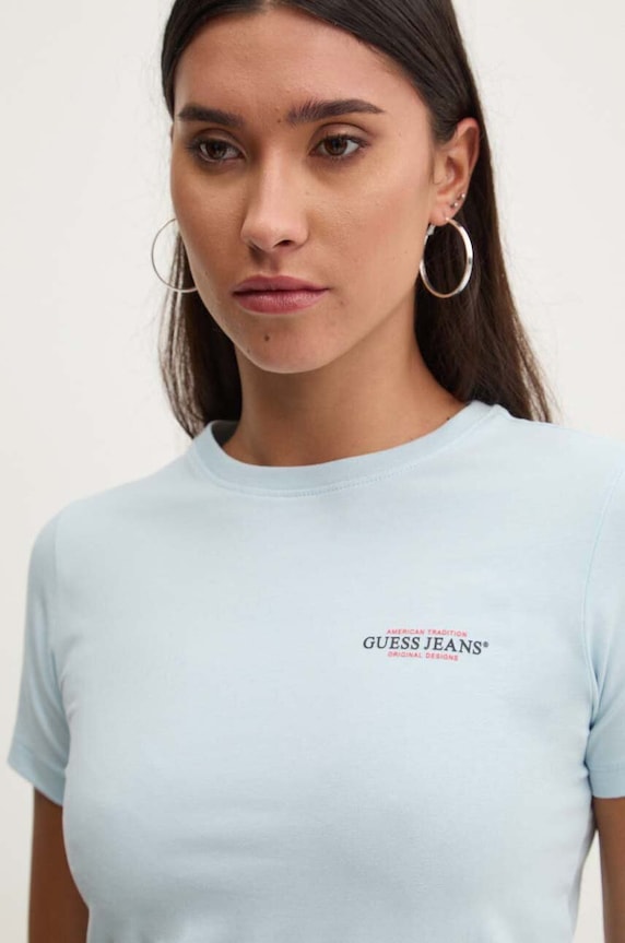 Guess Jeans tricou print albastru W4YI02.J1314