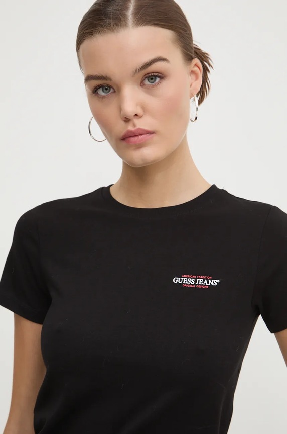 Guess Jeans tricou print negru W4YI02.J1314