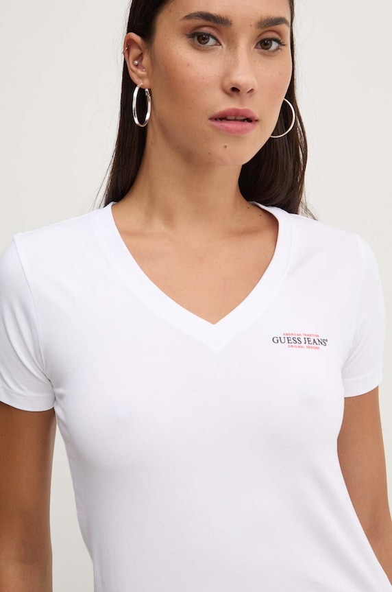 Guess Jeans tricou print alb W4YI23.J1314