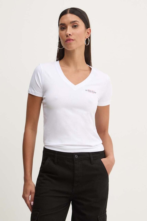 Guess Jeans tricou alb W4YI23.J1314