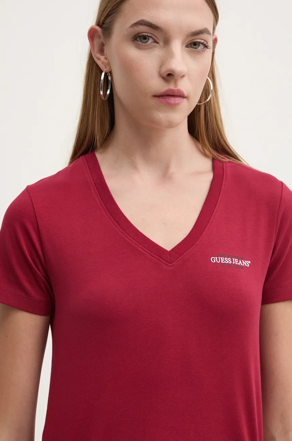 Guess Jeans tricou print rosu W4YI23.J1314