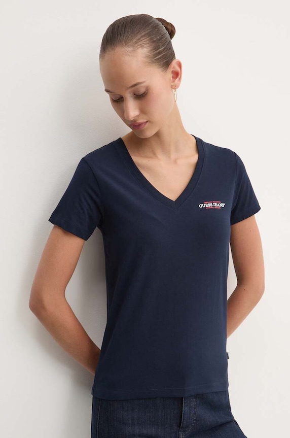 Tričko Guess Jeans slim tmavomodrá W4YI23.J1314