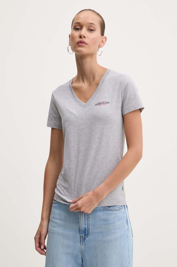 Guess Jeans t-shirt z elastanem szary W4YI23.J1314