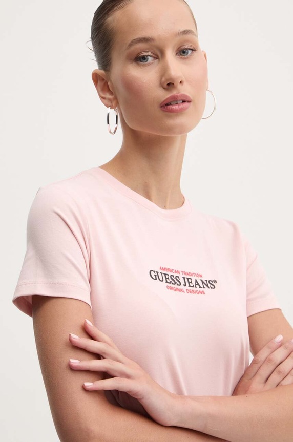 Guess Jeans tricou print roz W4YI03.J1314
