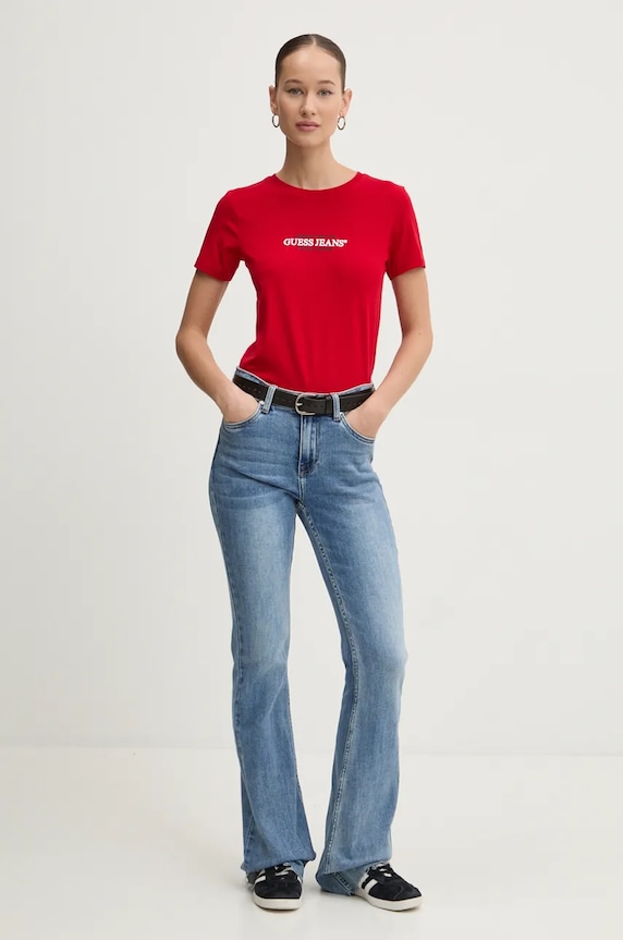 Μπλουζάκι Guess Jeans W4YI03.J1314 κόκκινο SS26