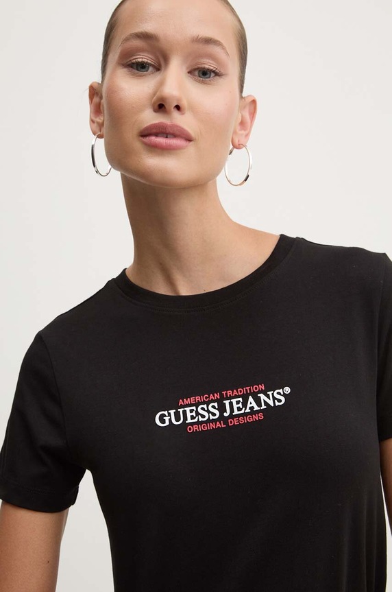 Tričko Guess Jeans slim čierna W4YI03.J1314