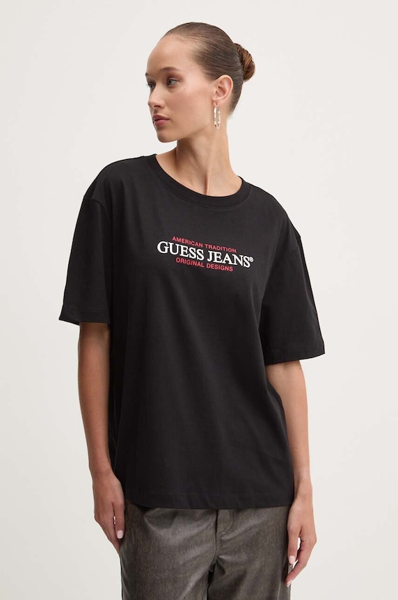 Guess Jeans t-shirt bawełniany nadruk czarny W4YI08.K8HM0