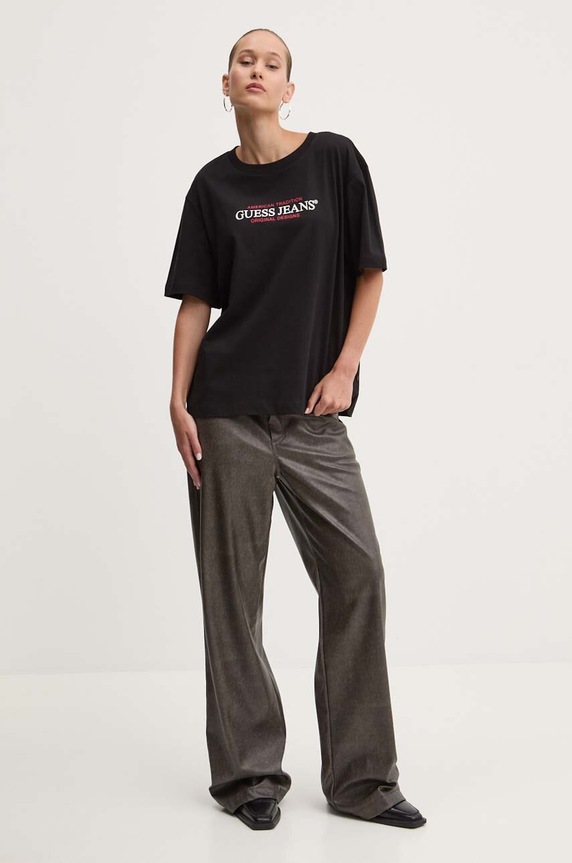 Guess Jeans t-shirt bawełniany W4YI08.K8HM0 czarny SS26