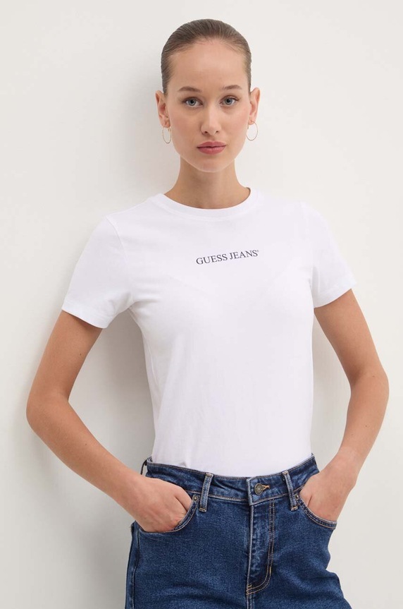 Guess Jeans tricou melanj alb W4YI01.J1314