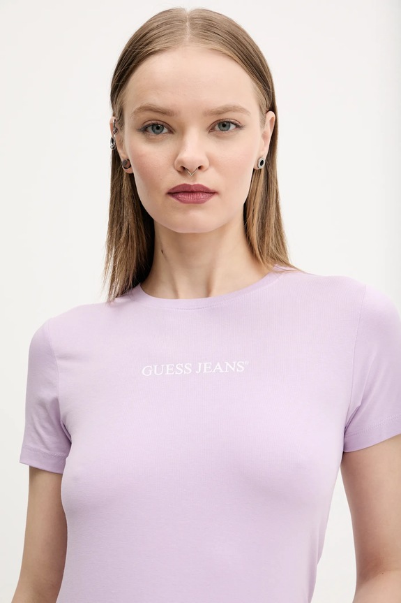 Μπλουζάκι Guess Jeans μωβ W4YI01.J1314