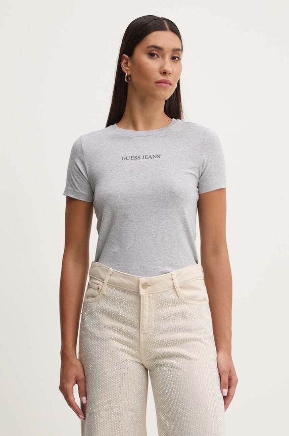 Guess Jeans t-shirt z elastanem szary W4YI01.J1314