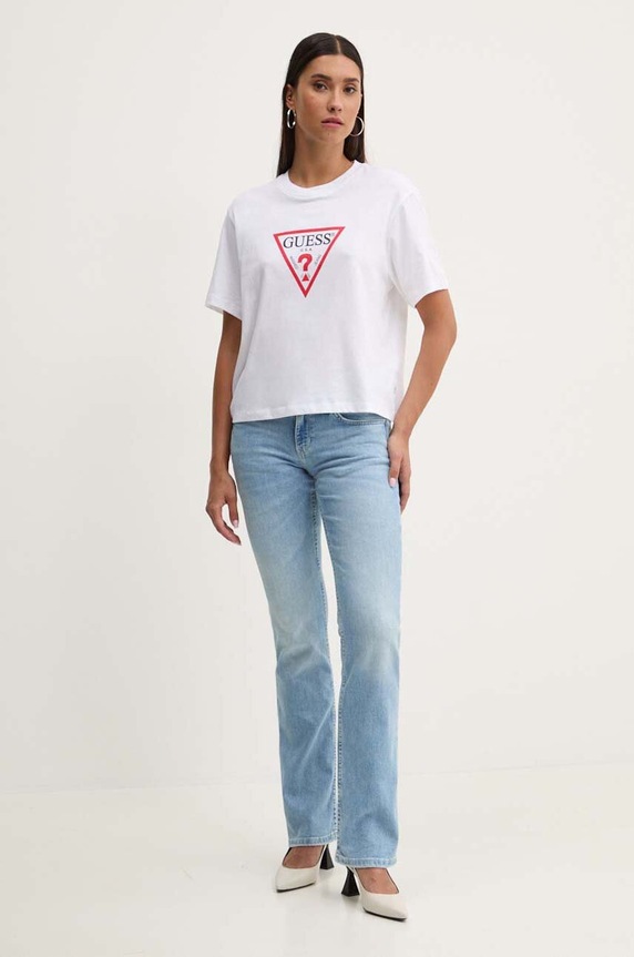 Guess Jeans t-shirt basic damski W4YI73.K8HM0 biały SS26