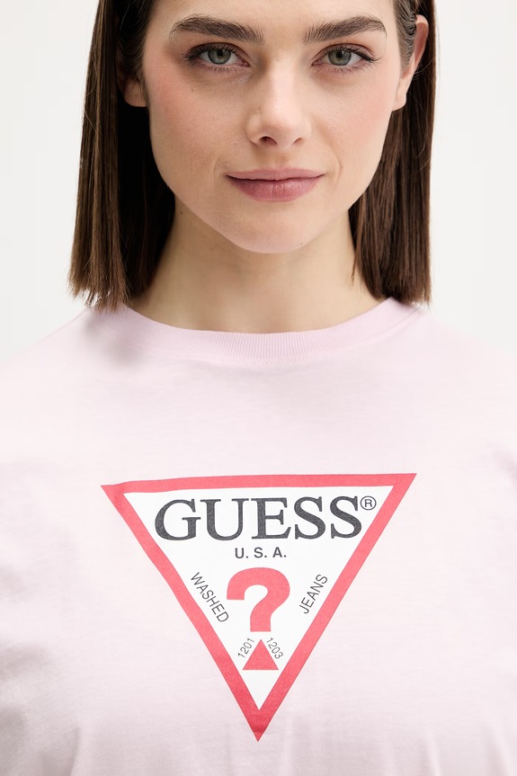 Guess Jeans tricou din bumbac roz W4YI76.K8HM0