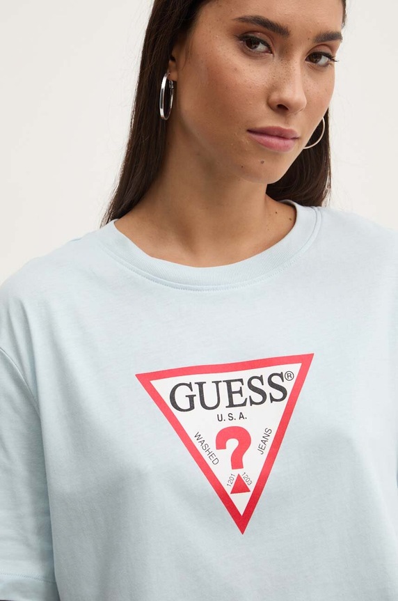 Guess Jeans t-shirt bawełniany niebieski W4YI76.K8HM0
