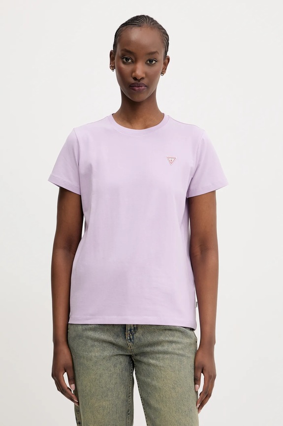 Guess Jeans t-shirt z elastanem fioletowy W4YI10.J1314