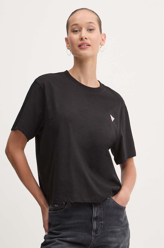 Bavlnené tričko Guess Jeans relaxed čierna W4YI05.K8HM0