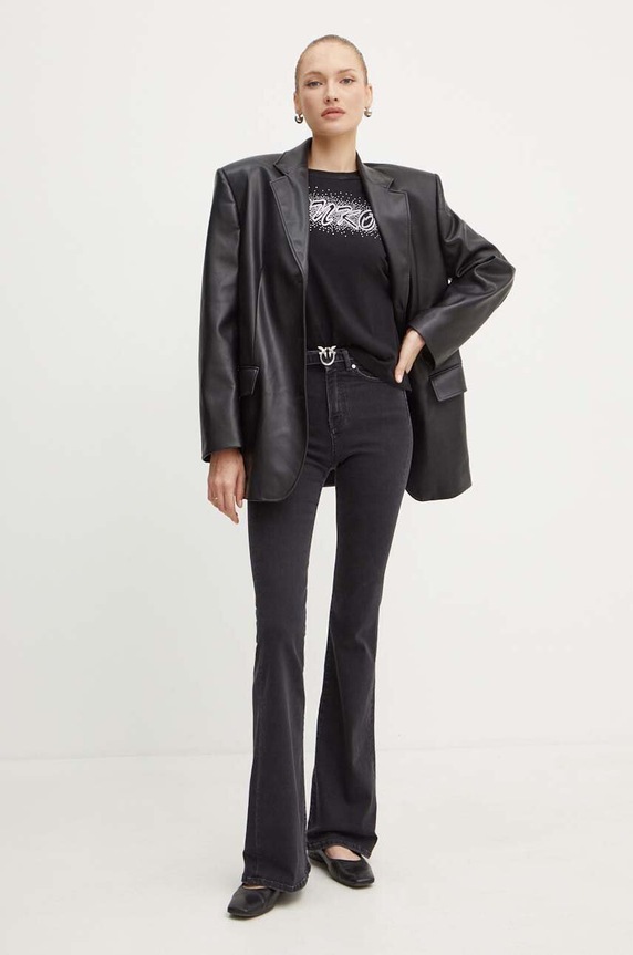Pinko t-shirt bawełniany 103993.A231 czarny AW24