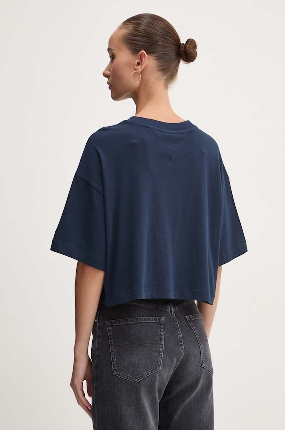 Odzież Tommy Jeans t-shirt bawełniany DW0DW18656 granatowy