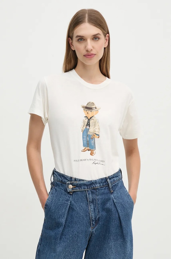 Bavlněné tričko Polo Ralph Lauren potisk bílá 211941187