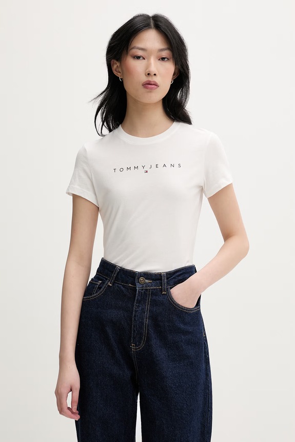 Tommy Jeans tričko dámske bavlnené biela DW0DW18398