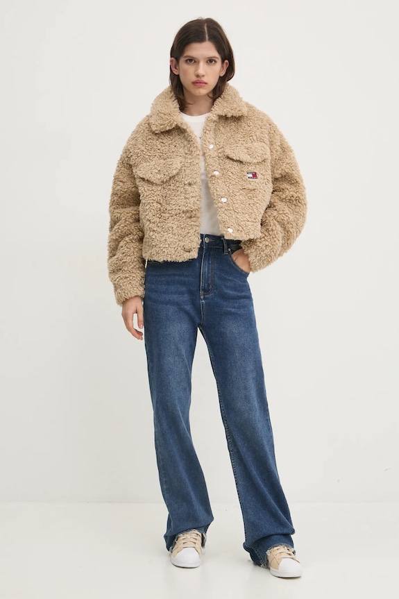 Tommy Jeans tričko dámske bavlnené DW0DW18398 béžová SS26