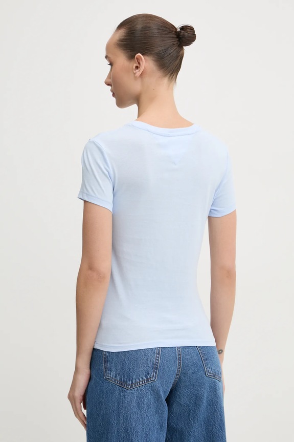 Îmbrăcăminte Tommy Jeans tricou de femei de bumbac DW0DW18398 albastru