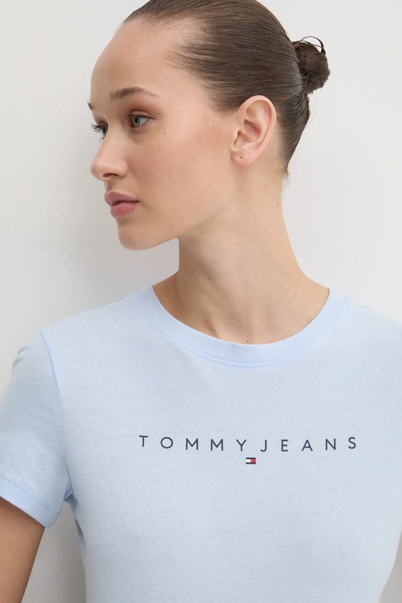 Tommy Jeans tricou de femei de bumbac albastru DW0DW18398