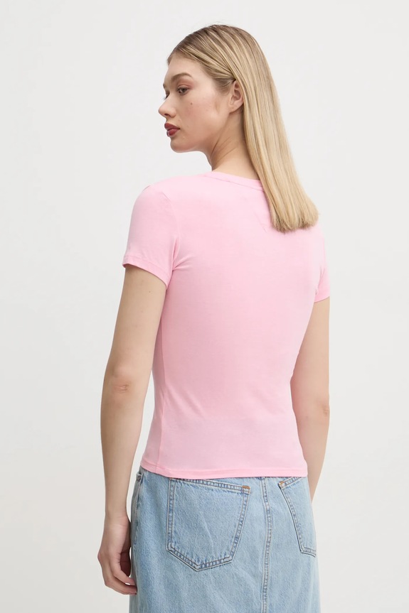Odzież Tommy Jeans T-shirt damski bawełniany DW0DW18398 różowy
