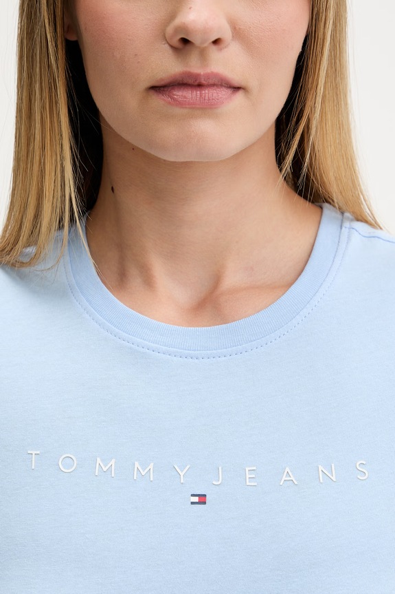 Tommy Jeans kratka majica ženska bombažna DW0DW18398 modra
