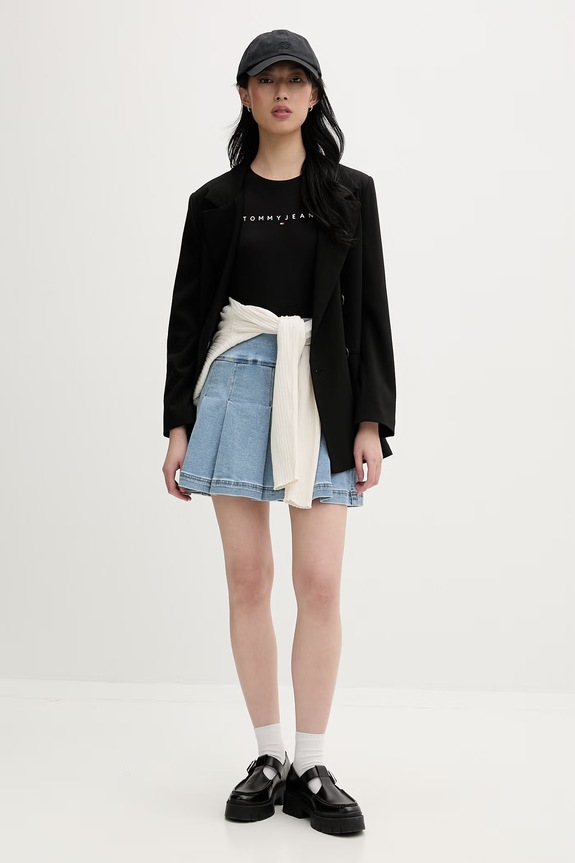 Tommy Jeans tričko dámske bavlnené DW0DW18398 čierna SS26