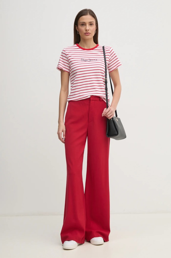 Bavlnené tričko Pepe Jeans ELBA PL505876 červená SS25