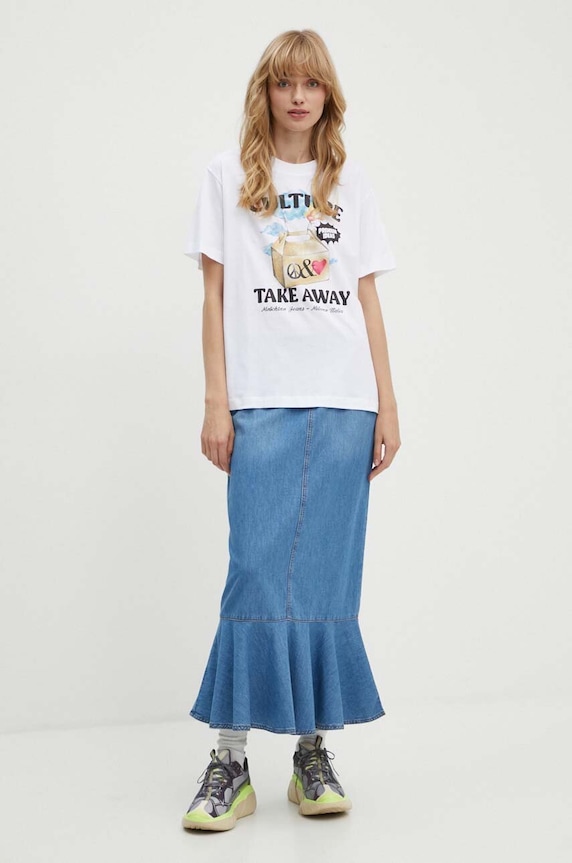 Moschino Jeans pamut póló 0708.8237 fehér AW24
