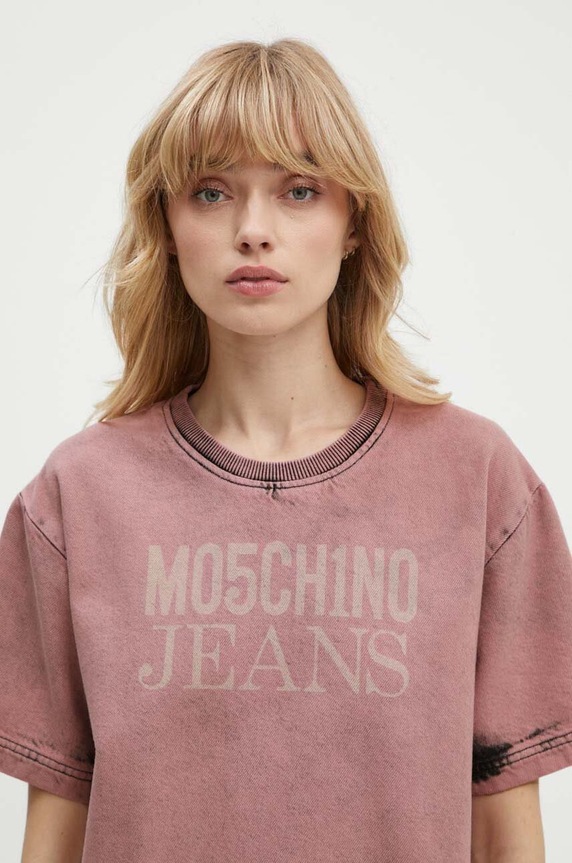 Džínové tričko Moschino Jeans růžová 0212.8222