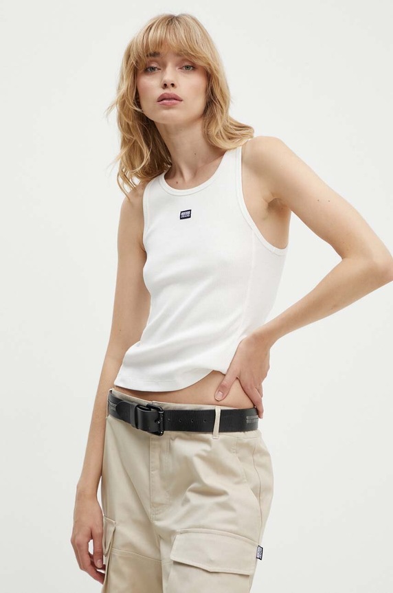 Βαμβακερό τοπ Moschino Jeans μπεζ 0807.8236