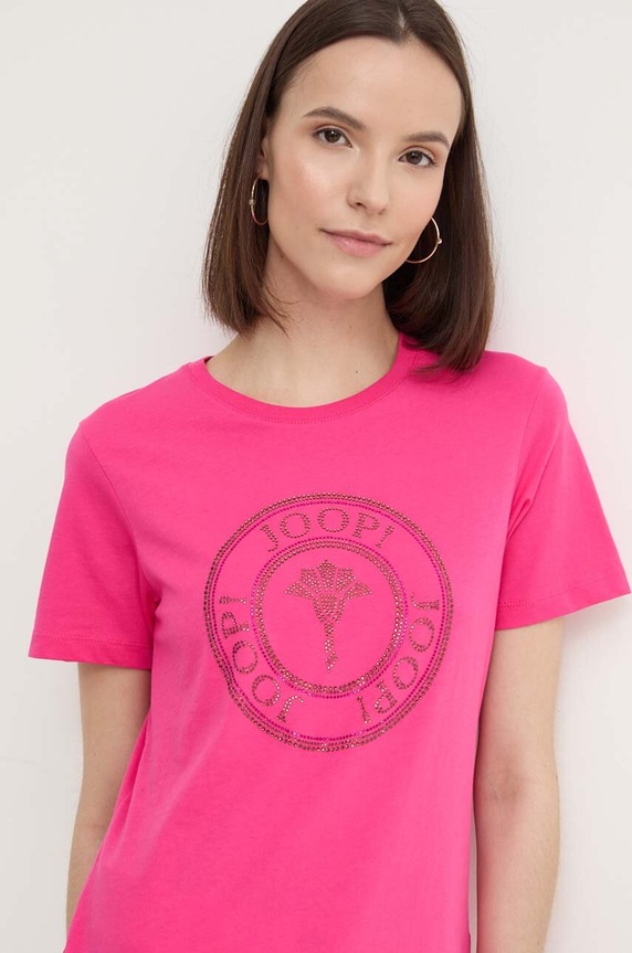 Joop! t-shirt bawełniany regular różowy 30042942