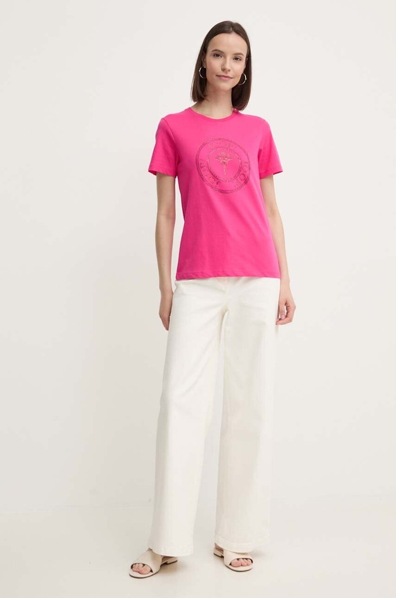 Joop! t-shirt bawełniany 30042942 różowy SS25