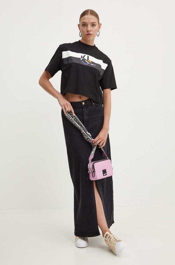 Karl Lagerfeld Jeans t-shirt bawełniany 245J1710 czarny AW24