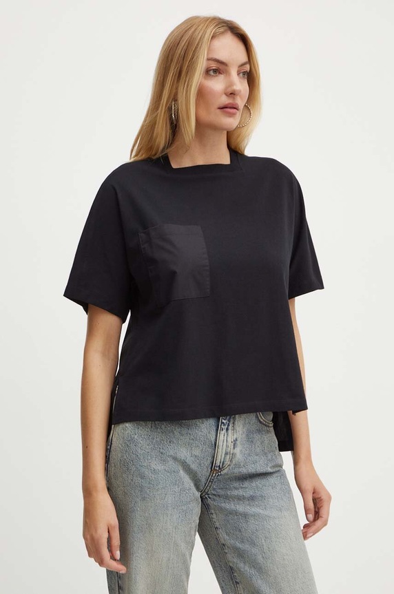 MAX&Co. t-shirt in cotone scollo quadrato nero 2426946071200
