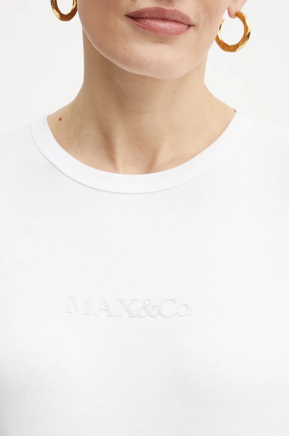 Βαμβακερό μπλουζάκι MAX&Co. 2428976014200 λευκό