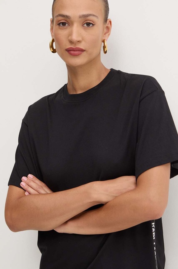 Karl Lagerfeld t-shirt bawełniany czarny 245W1703