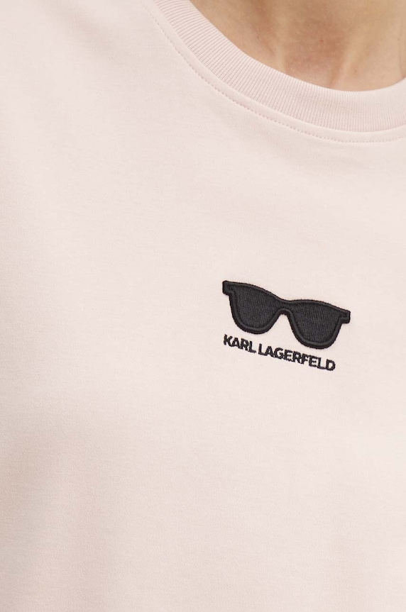 Bavlněné tričko Karl Lagerfeld 245W1717 růžová