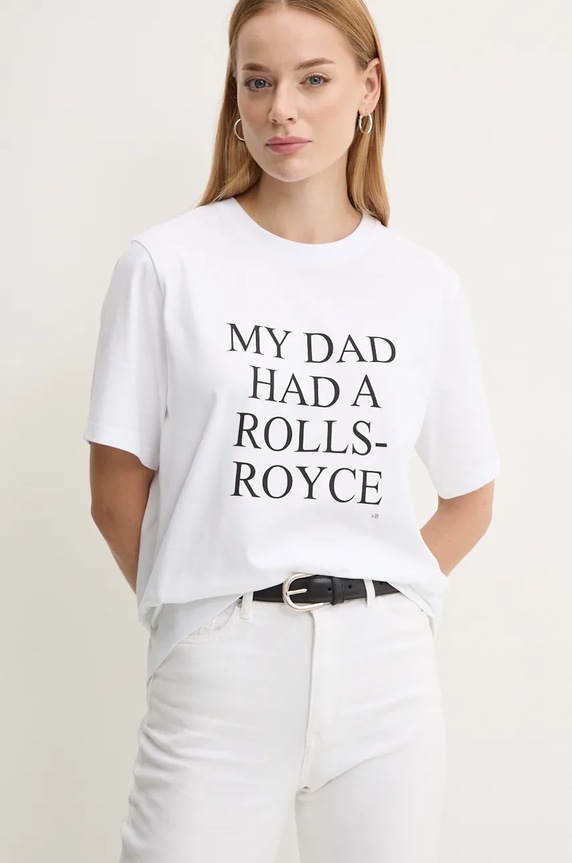 Pamučna majica Victoria Beckham Planet friendly bijela 1124JTS005732A