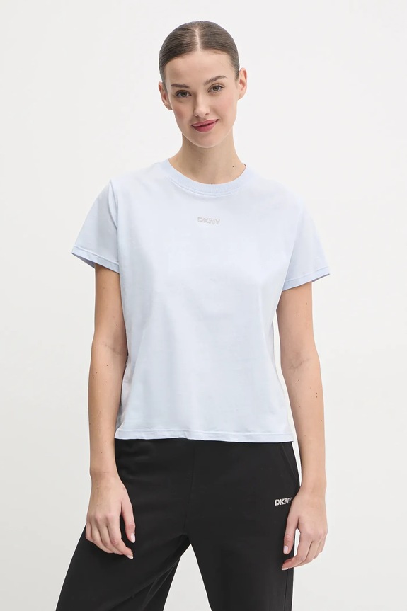 Pamučna majica Dkny bez uzorka plava DP4T9994