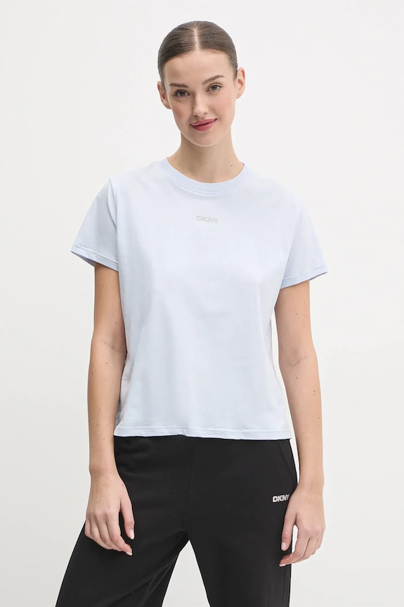 Pamučna majica Dkny bez uzorka plava DP4T9994