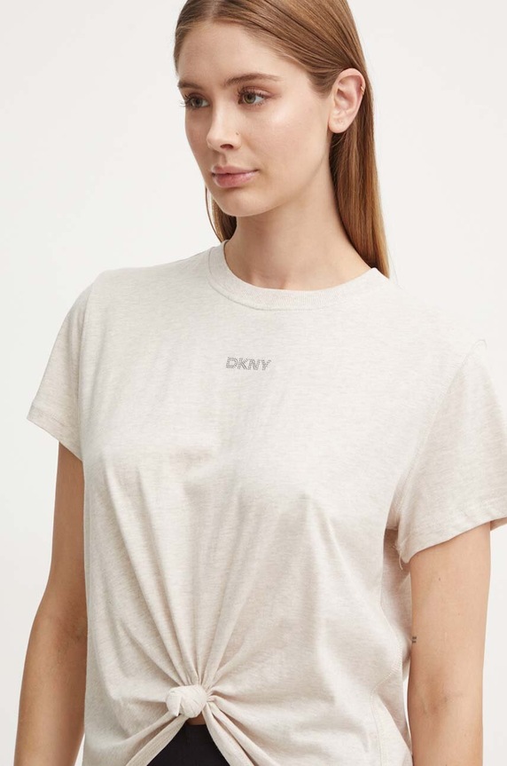 Bavlněné tričko Dkny DP4T9994 béžová AW24